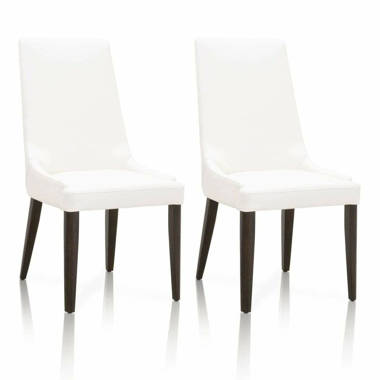 Genuine white discount leather dining chairs